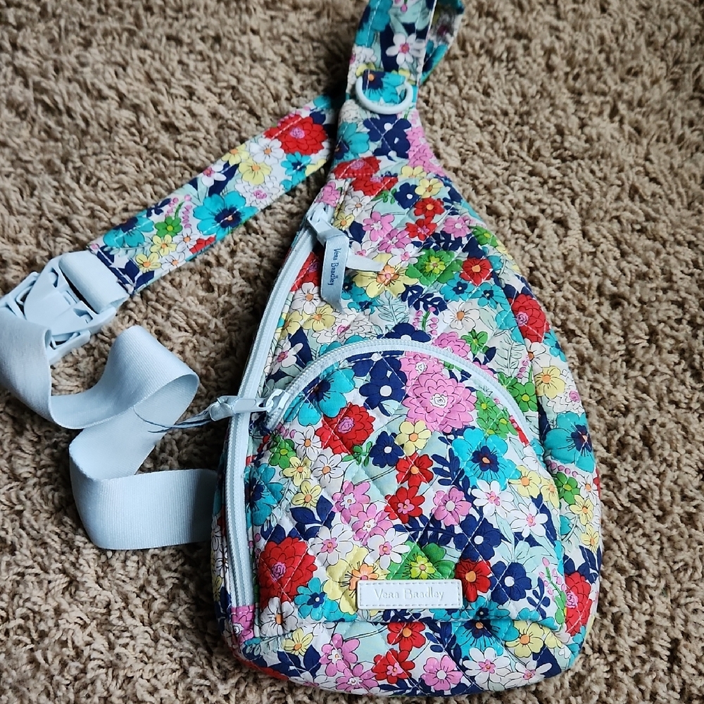 Vera Badley Small Floral Sling Bag with Multiple Bright Colors